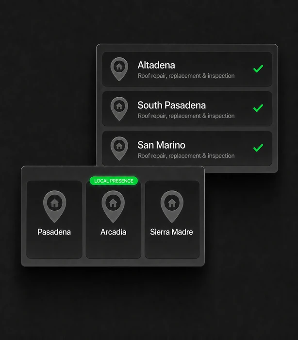 Location pages for each town in a service area