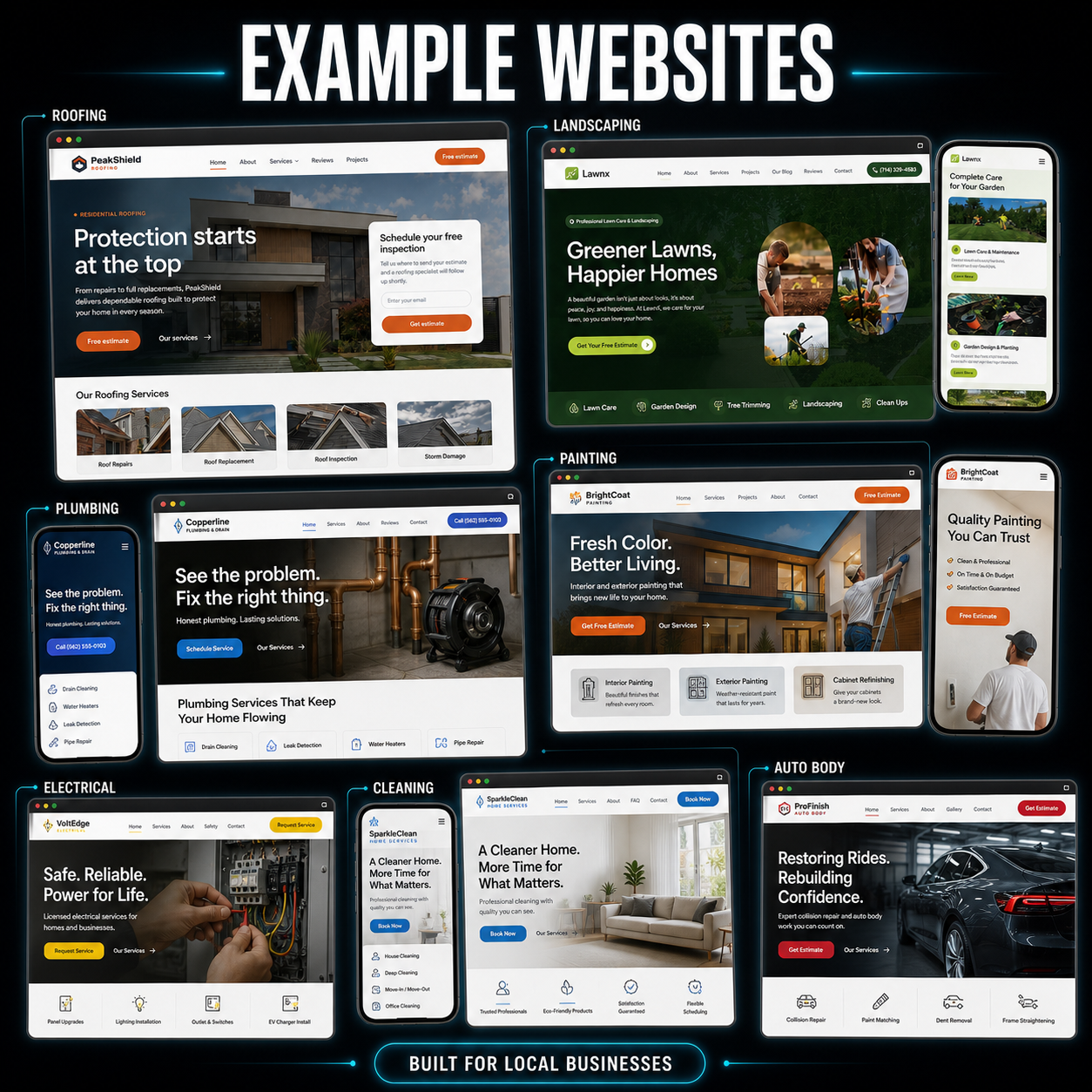 Example websites built for local businesses