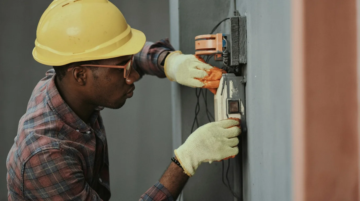 Licensed electrician installing residential wiring