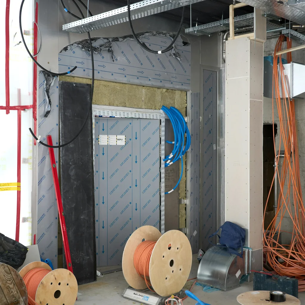 Electrical wiring prepared for a new construction project