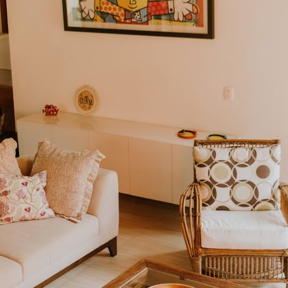 Warm, inviting living room interior