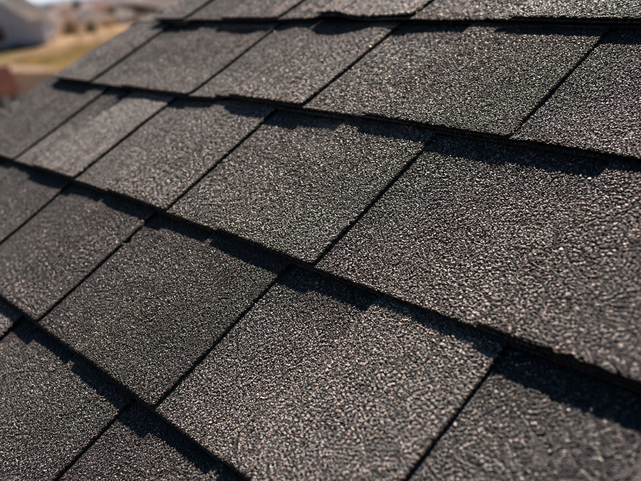 Architectural asphalt shingles close up