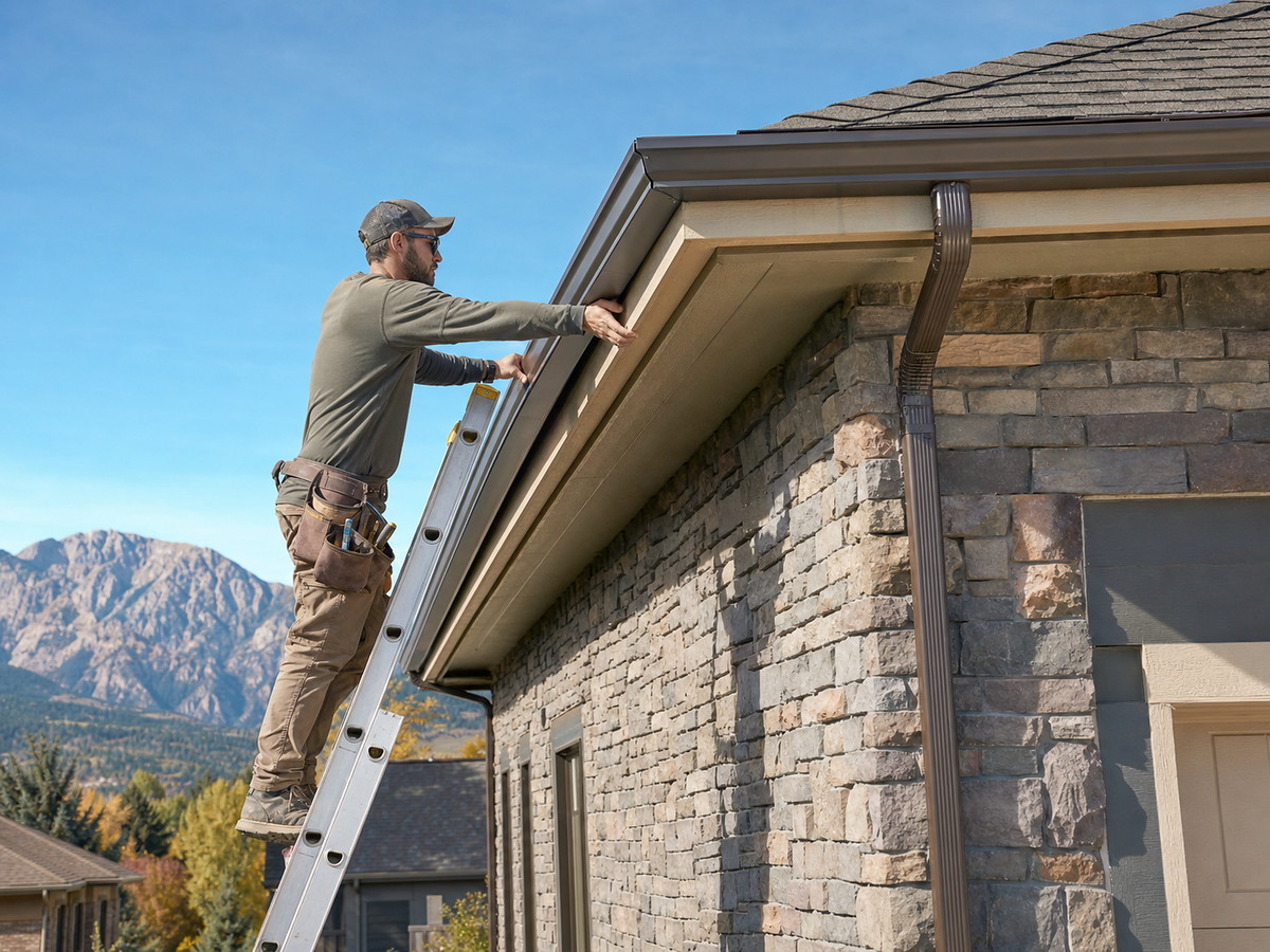 Seamless gutter installation on a home