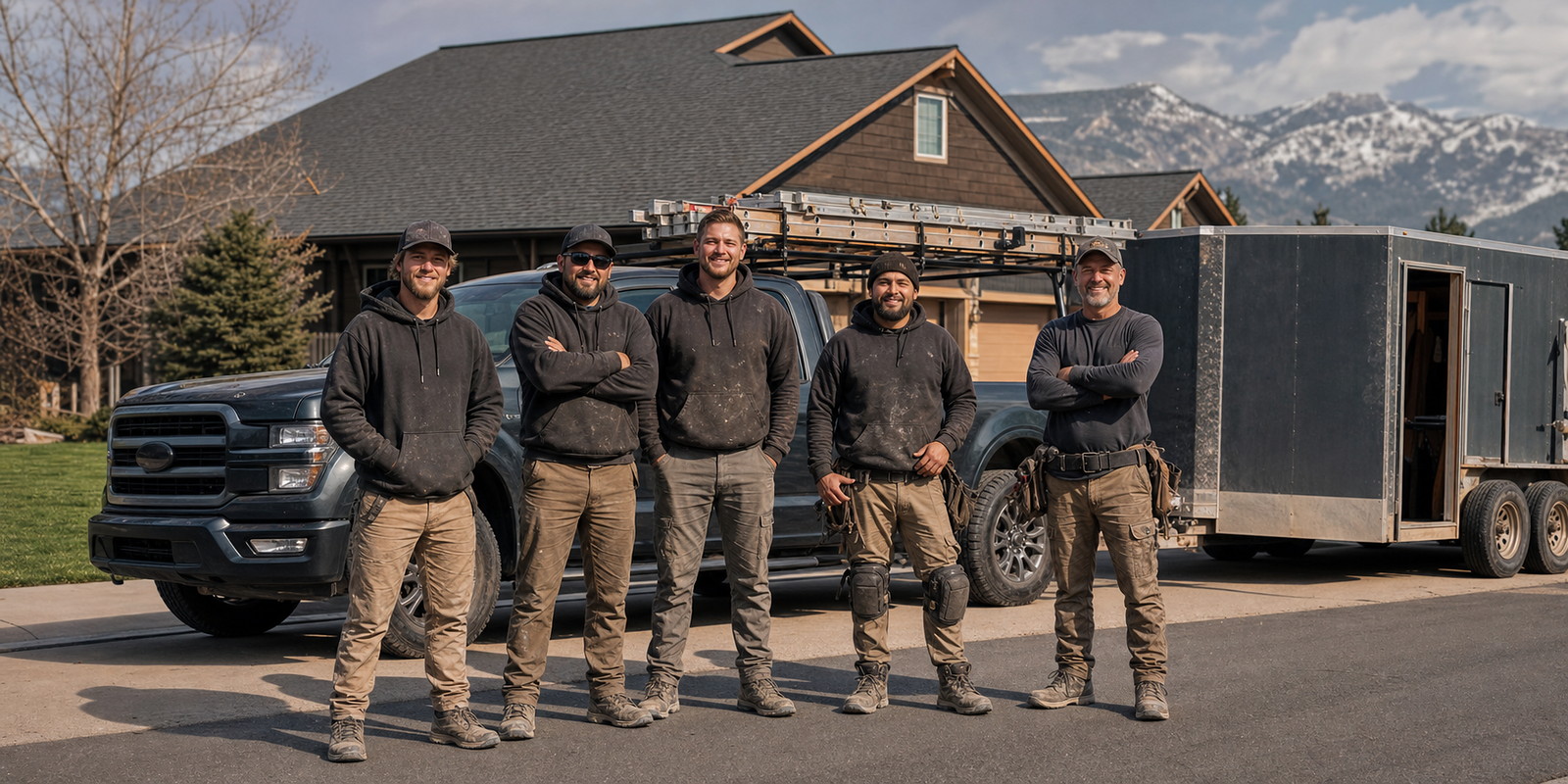 Ironcrest crew and truck on a completed jobsite