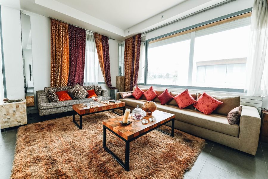 A tidy living room with contemporary furniture