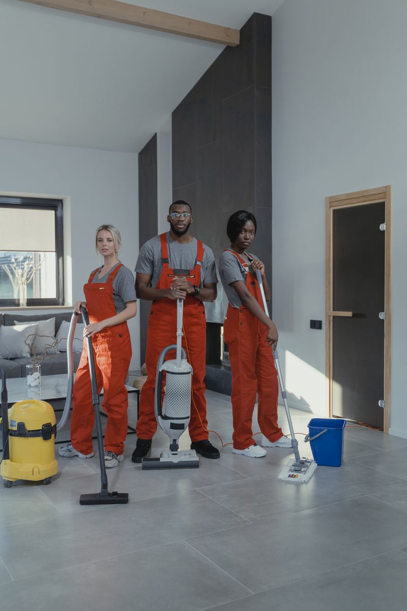 Cleaning crew preparing an empty property