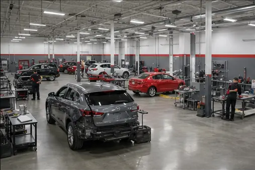 Collision repair bay prepared for service
